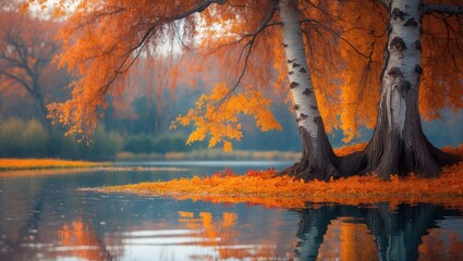 Aufkleber - Pond in autumn