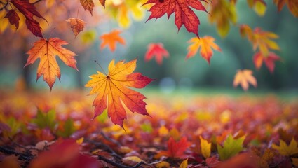 Poster - Gorgeous multicolored fall leaves in the park