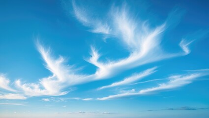 Wall Mural - Cyan Sky with Clear Bright White Clouds in a Calm Abstract Background