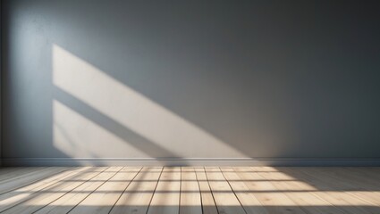 Poster - Wooden floor in a vacant room featuring a gray wall