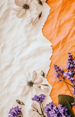 Poster - Charming Floral Arrangement with White and Purple Flowers Against a Colorful Background : Generative AI