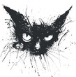 © vadymstock - Stylized black cat illustration with splatter effects and an abstract design.