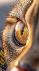 Poster - Close-Up of a Cat's Eye Showcasing Stunning Detail and Depth with Golden Hues and Fascinating Reflections : Generative AI