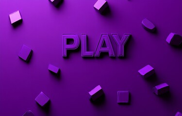 Leinwandbilder - Vivid purple background with the word PLAY surrounded by colorful blocks for an engaging visual experience : Generative AI