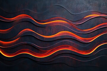 Poster - Abstract dark textured background with orange glowing wavy lines and layered appearance design