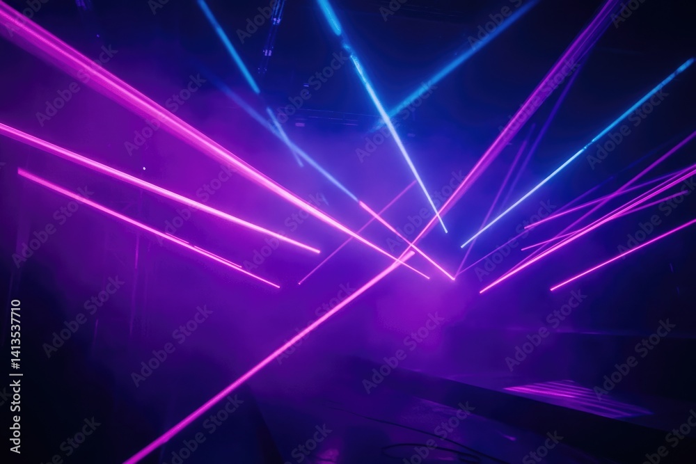 Foto Intersecting pink and blue laser beams create a vibrant, dynamic ...