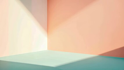 Poster - Play of light and color in a minimalist space showcasing pastel walls and soft shadows Generative AI
