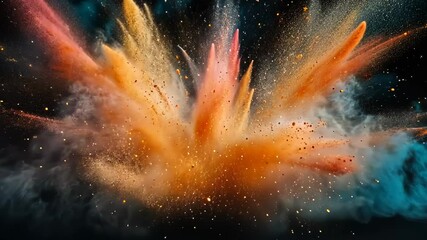 Fototapete - Dynamic explosion of vibrant colors creating a stunning display of light and energy in a darkened environment Generative AI
