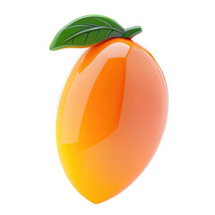 Poster - A vibrant 3D rendered fruit against a transparent background with glossy orange skin and a green leaf.