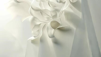 Poster - Elegant white abstract shapes dance gently in soft light creating a serene atmosphere in a quiet room Generative AI