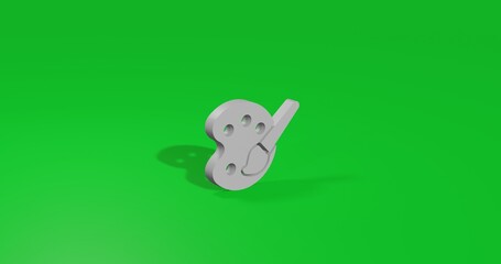 Poster - Isolated realistic white palette symbol front view with shadow. 3d illustration on green chroma key background