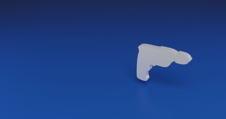 Poster - Isolated realistic white electric drill symbol with shadow. Located on the right side of the scene. 3d illustration on transparent background