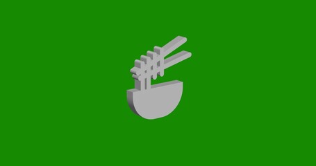 Poster - Isolated realistic white noodle symbol front view with shadow. 3d illustration on green chroma key background