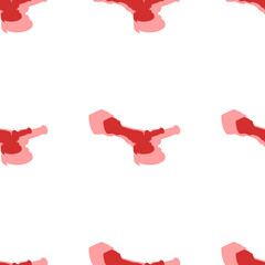 Poster - Seamless pattern of large isolated red cordless angle grinder symbols. The elements are evenly spaced. Illustration on light red background