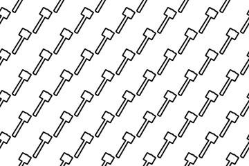 Poster - Seamless pattern completely filled with outlines of mallet symbols. Elements are evenly spaced. Illustration on transparent background