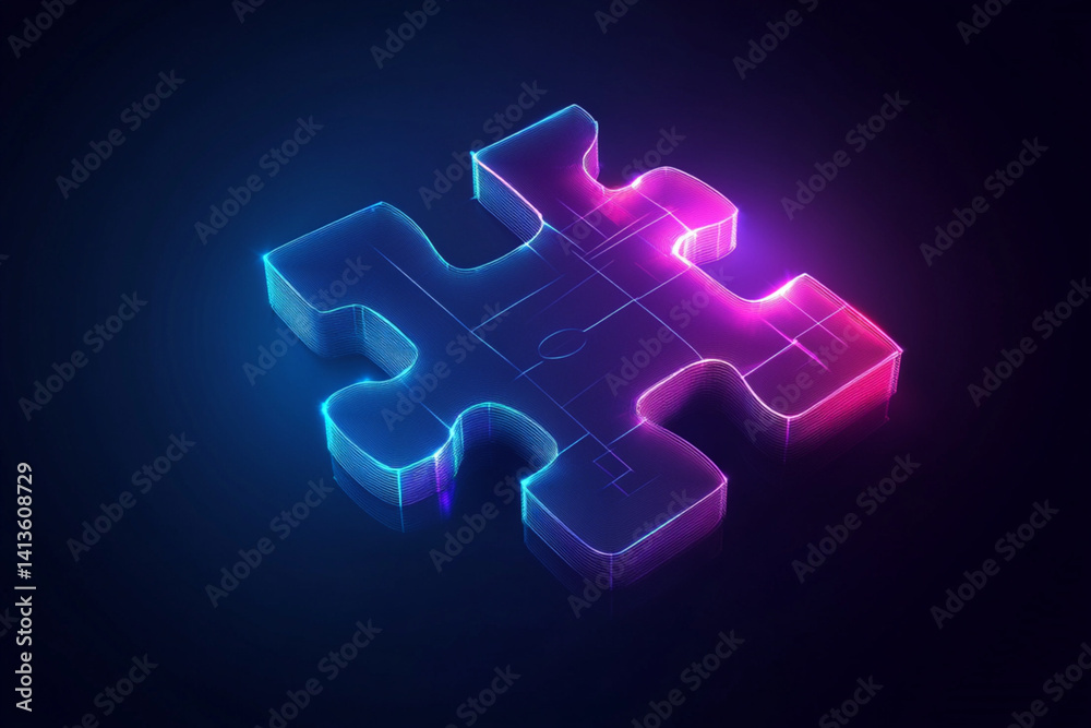 Puzzle Wireframe Example puzzle sign abstract low poly wireframe style. Abstract geometric ...