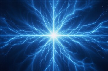 Poster - Intricate blue energy bursts radiate from a central point, resembling a celestial explosion or a powerful energy source.  The intricate pattern creates a mesmerizing visual effect.