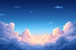 © riya - Majestic Evening Cloudscape: Vibrant Pastel Skies in Digital Art Illustration