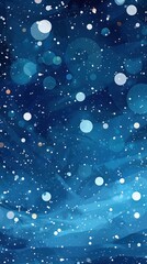 Poster - Winter night sky, falling snow, abstract bokeh background, digital art