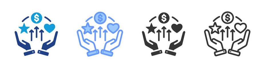 Poster - Benefits icon set multiple style collection