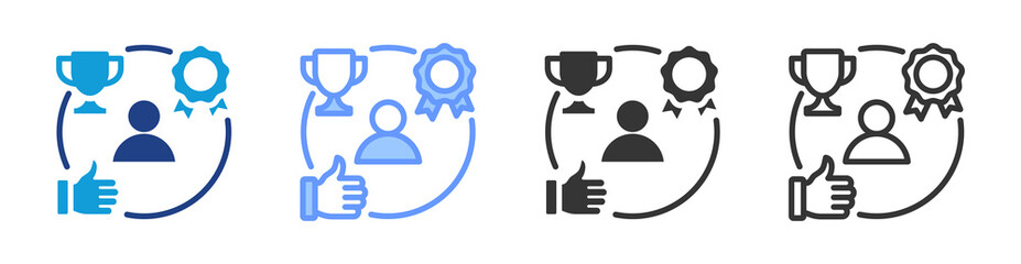 Poster - Achievement icon set multiple style collection