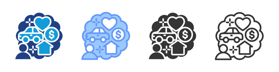 Poster - Expectations icon set multiple style collection