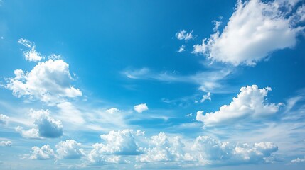 a vast expanse of blue sky dotted with fluffy white clouds
