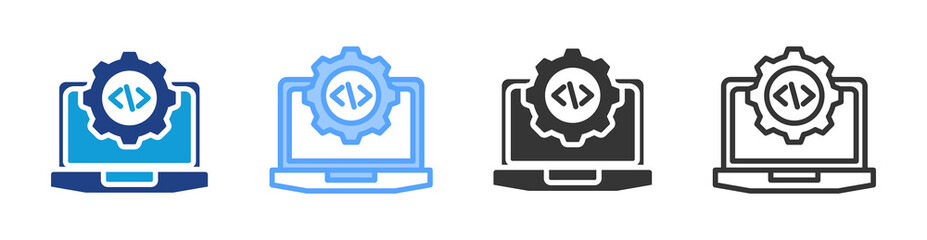 Poster - Algorithm icon set multiple style collection