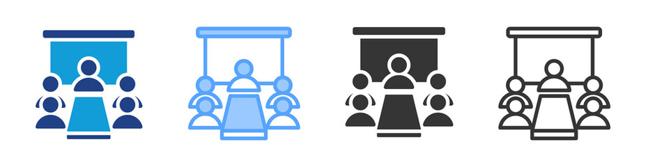 Fototapete - Meeting Room icon set multiple style collection