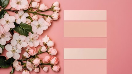 Poster - Cherry blossom color palette background with faded florals and soft pink tones, romantic sweet mood
