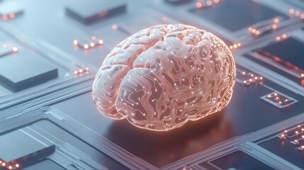 Poster - Brain model with circuit pattern for technology concept