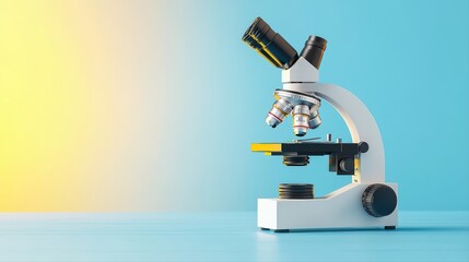 Poster - modern laboratory microscope on bright background