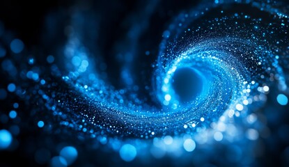 Poster - Abstract swirling blue energy particles.