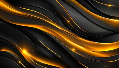 Aufkleber - Abstract black and gold wavy background.