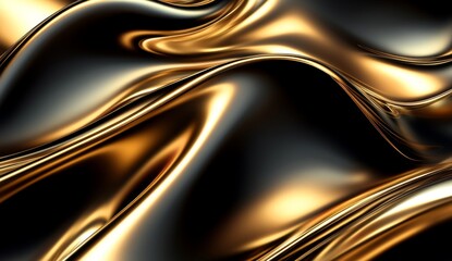 Aufkleber - Abstract gold and black liquid metallic texture.