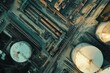 © jitthanant - Aerial View of Industrial Facility with Storage Tanks and Pipelines