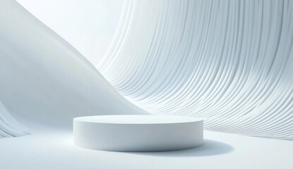 Aufkleber - Abstract white cylindrical podium in wavy background.