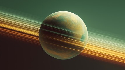 Wall Mural - Futuristic sci-fi depiction of a glowing planet with dynamic ring light streams in deep space