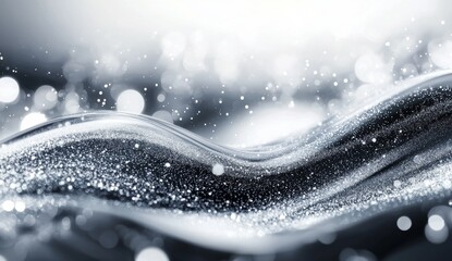 Poster - Abstract silver wave with bokeh lights. (1)