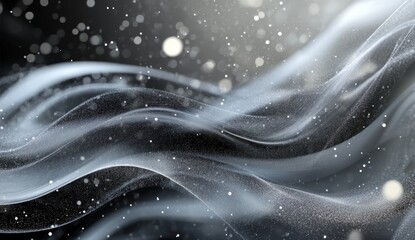 Aufkleber - Abstract grey wavy smoke, particle background.