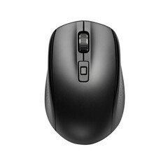 black wireless computer mouse isolated on white background, wireless computer mouse on white with wo