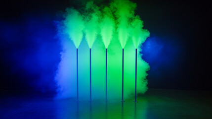 Poster - Dynamic light show featuring colorful smoke effects studio visual art dark environment close-up futuristic concepts