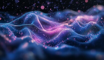 Aufkleber - Abstract glowing particle wave background.