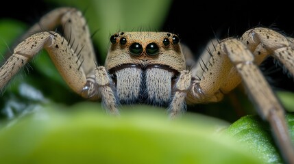 Close-up hunting spider foliage macro nature wildlife photography