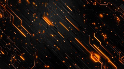 Poster - illuminating circuits intricate network on black backdrop depicting futuristic technological advancement and data flow, embodying complex engineering and modern design aesthetics
