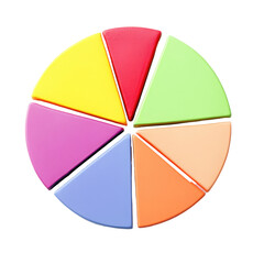 Poster - Colorful pie chart displays distinct segments representing various categories or data points, Colorful pie chart on Transparent background