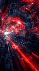 Poster - Futuristic tunnel, light streaks, tech background, high speed