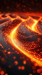 Poster - Abstract fiery waves, swirling energy, digital art, glowing background