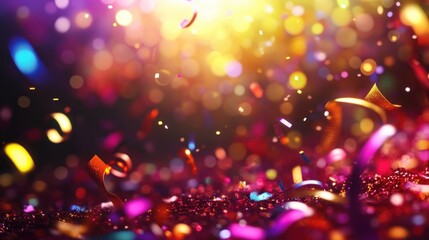 Poster - a burst of shimmering confetti and bokeh lights creating a festive atmosphere perfect for celebrations and new beginnings with dazzling colors and sparkling textures