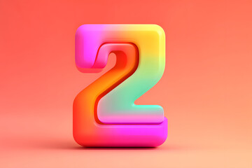 Poster - 3d number 2, 3D rendering, anniversary birthday party celebration countdown concept illustration